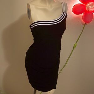 Joseph Ribkoff black and white one shoulder dress